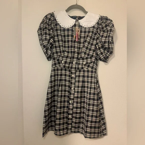 NWT Sister Jane contrast mini dress in plaid - Picture 3 of 6